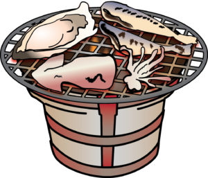 シーフードの串焼き